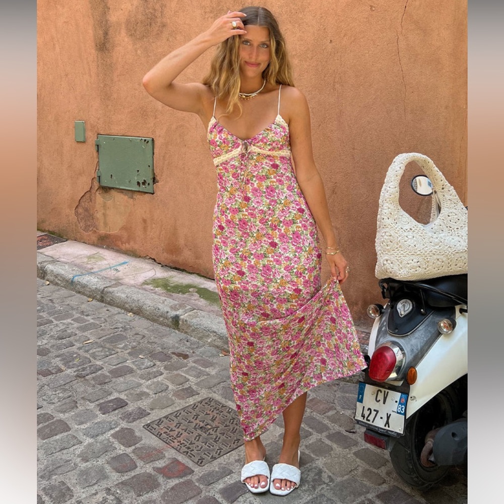 Princess Polly Floral Maxi Dress - Pink and White